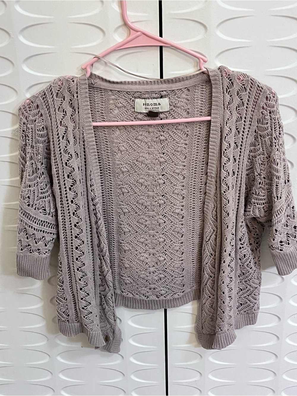 Sonoma Women’s Small Taupe Lightweight Open-Knit Cardigan